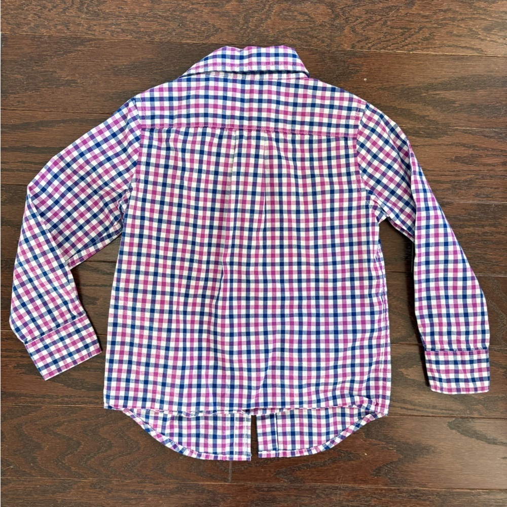 Janie and Jack Plaid Poplin Button Down Shirt Size 3 - Picture 4 of 4